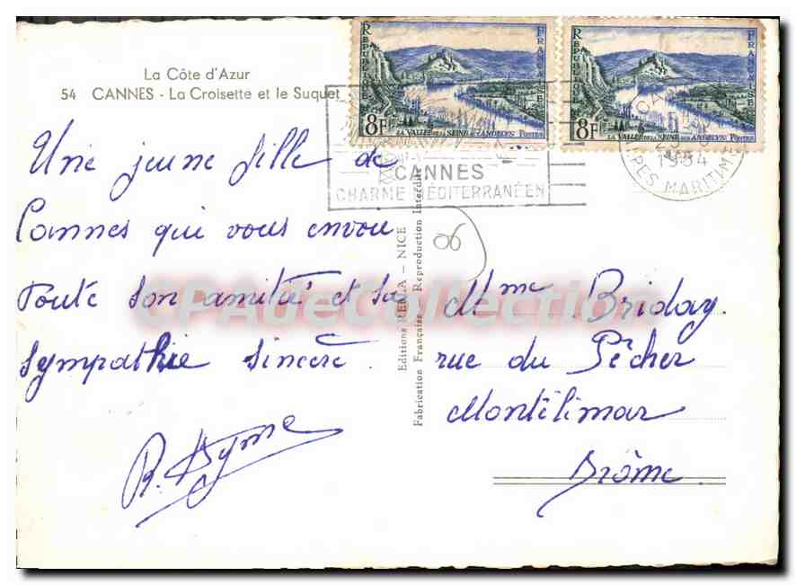 CPSM Cannes La Croisette Et Le Suquet — Verso