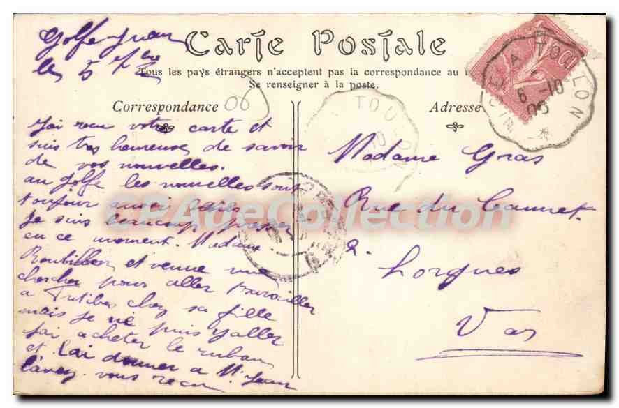 CPA Golfe Juan Vue Prise Du Mole — Verso