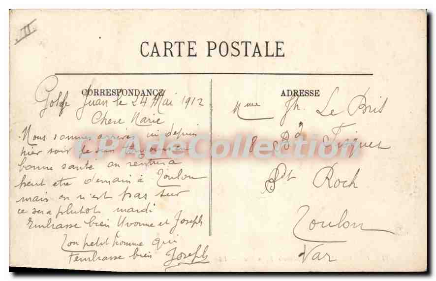 CPA Golfe Juan Manoir Eden Roc — Verso