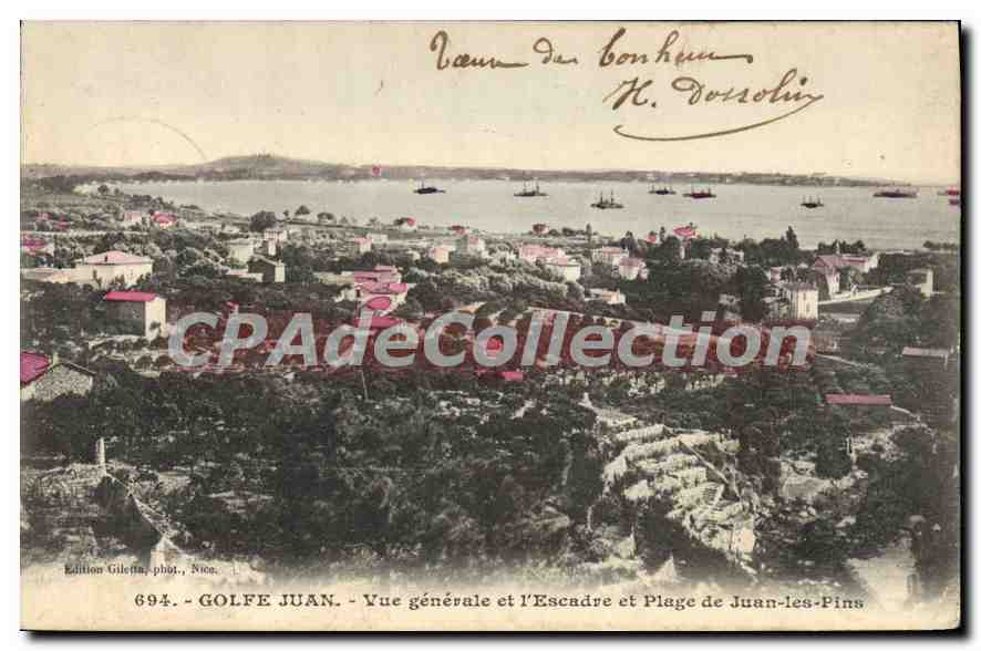 CPA Golfe Juan Vue Generale Et I'Escadre Et Plage