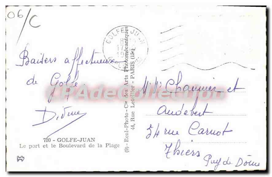 CPA Golfe Juan Le Port Et Le Boulevard De La Plage — Verso