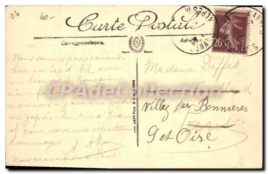 Juan-les-Pins — Le Casino et les Villas — LL. — N° 27 — Verso