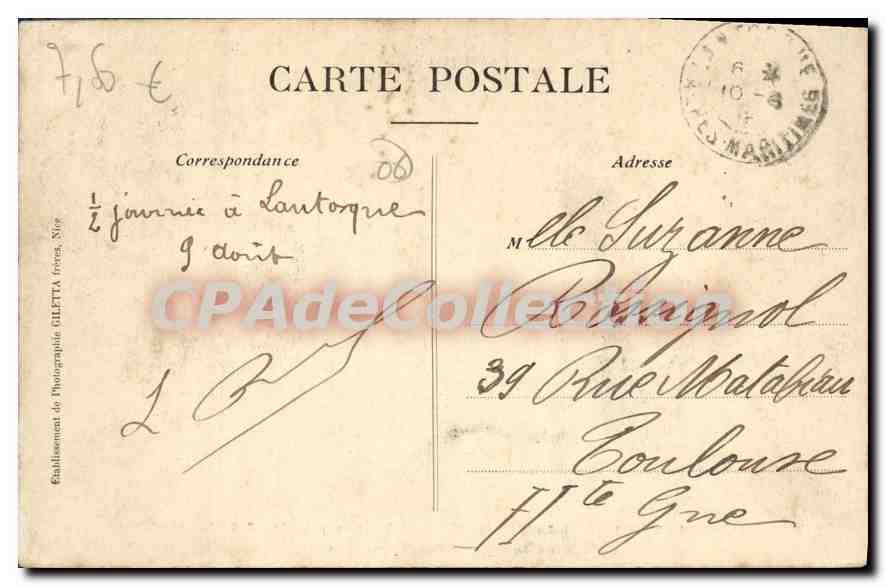 CPA Lantosque les Hotels Route De Nice A Saint Martin Vesubie — Rückseite