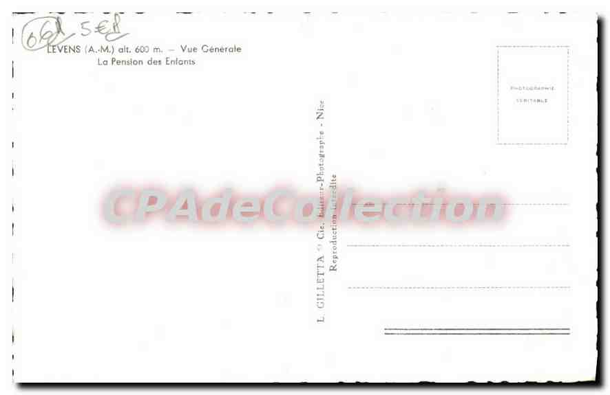 CPA Levens Vue Generale La Pension Des Enfants — Verso