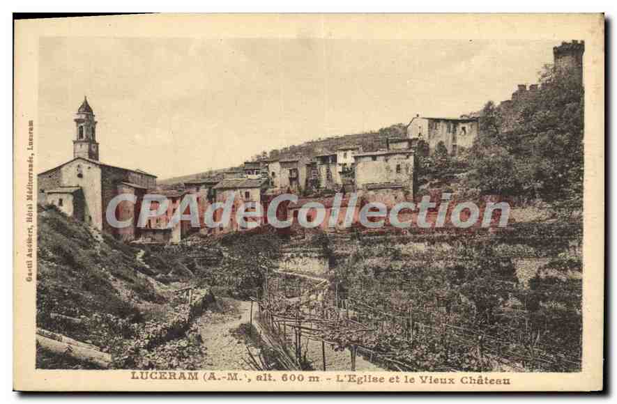 CPA Luceram L'Eglise Et Le Vieux Château