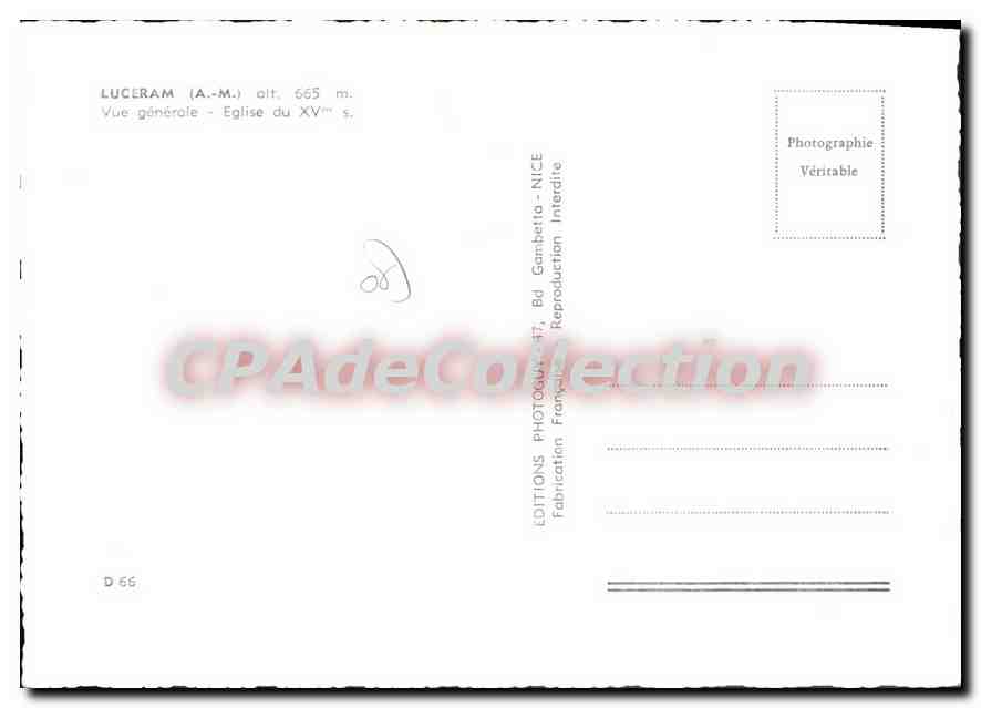 CPSM Luceram Vue Generale — Rückseite