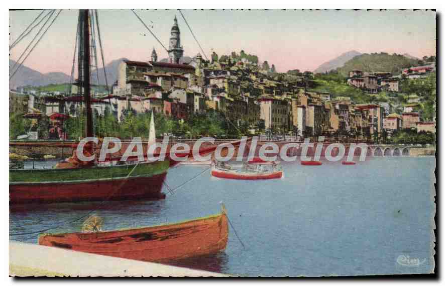 CPA Menton le Port Et La Vieille Ville