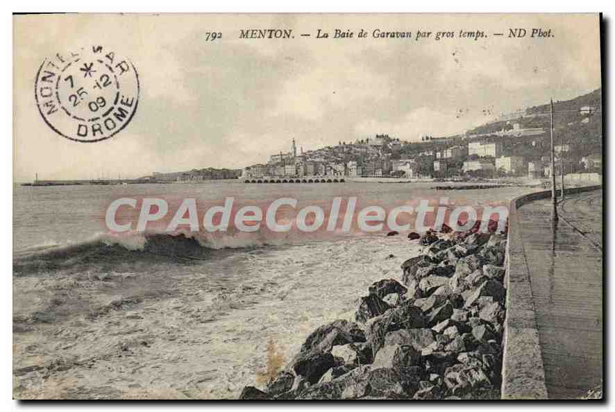 CPA Menton La Baie De Garavan Par Gros Temps