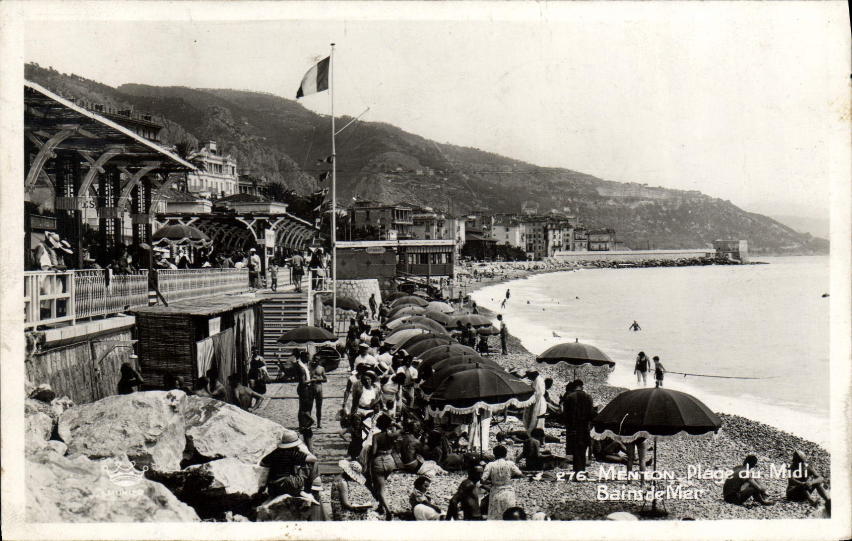 Menton - Plage du Midi — Baïs de Mer — éditeur Launies, n° 276