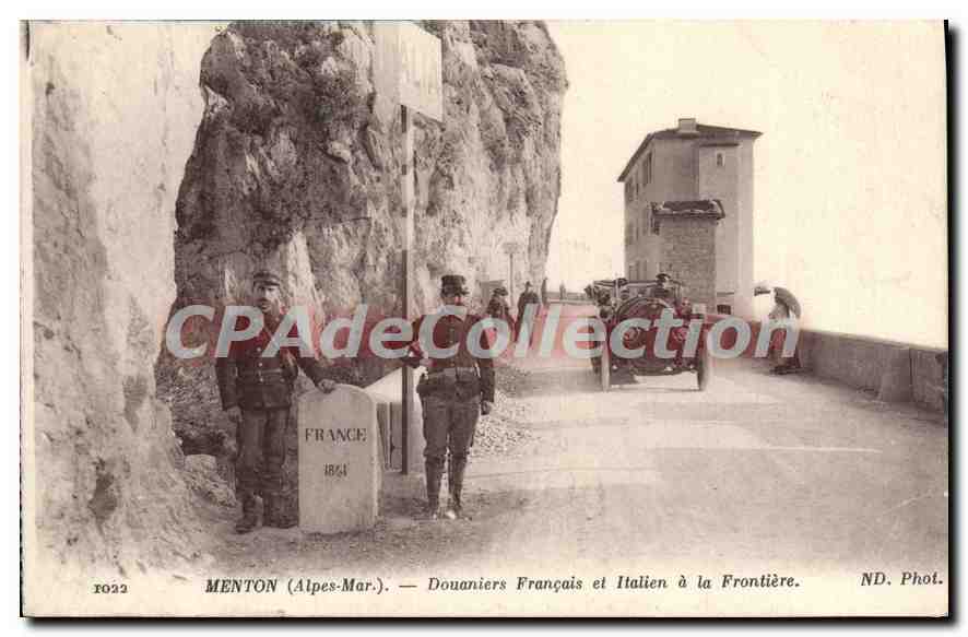 Menton (Alpes-Mar.) — Douaniers Français et Italien à la Frontière — ND. Phot.