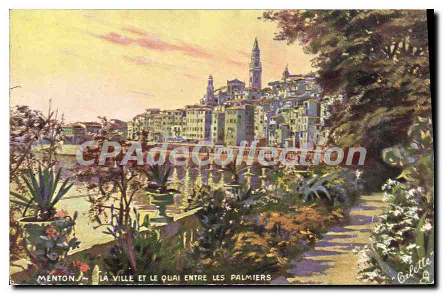 Menton — La ville et le quai entre les palmiers — Tuck & Co. n° 54