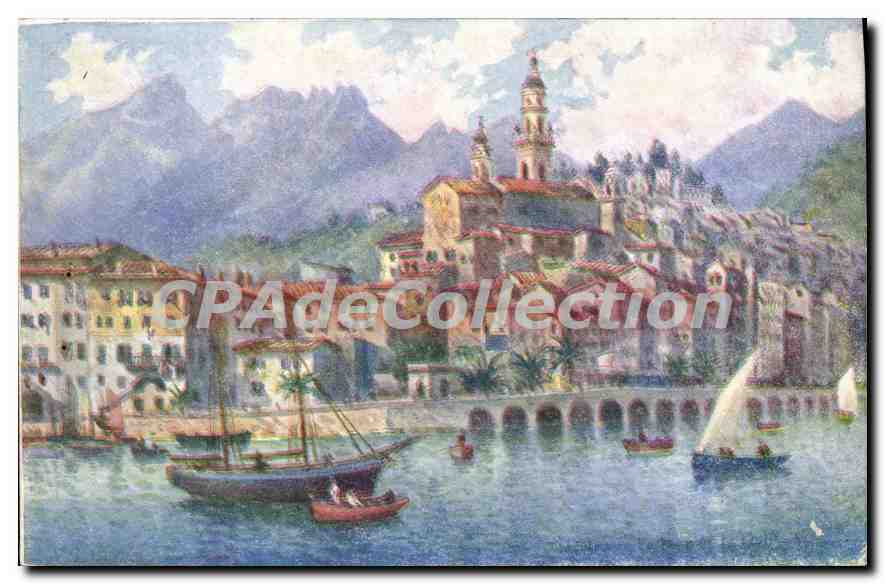 Menton — vue du port et des montagnes — édition Tuck - Recto