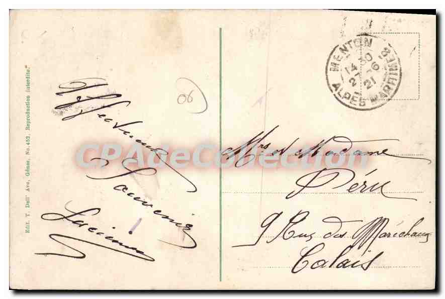 Menton - Pont S. Louis — éditeur T. Dall, n° 403 — Achterkant