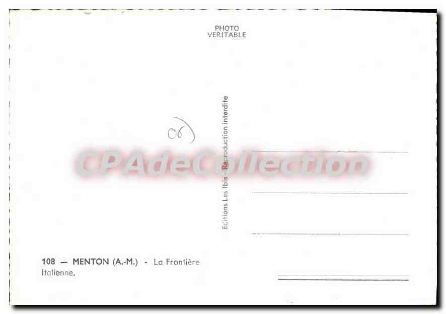Menton (A.M.) — La Frontière Italienne — Éditions Italiennes — Reverso