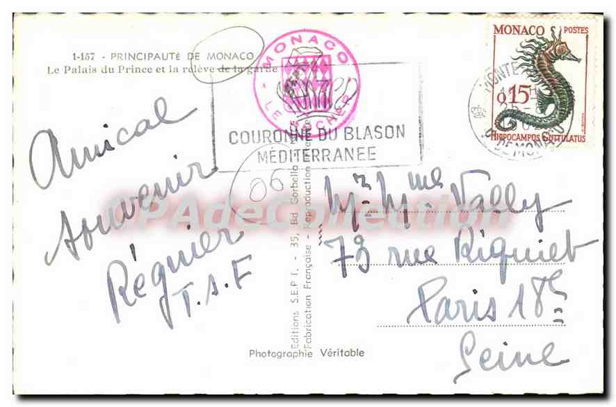 Palais du Prince et la relève de la garde — Éditions S.E.P.I. — n°1-157 — Reverso
