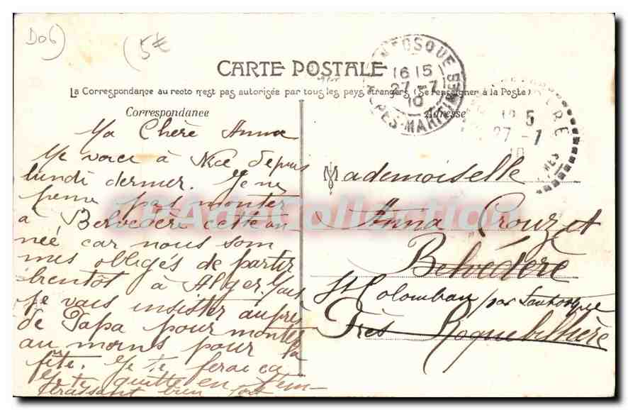CPA Nice Gare Des Chemins De Fer Du Sud De La France — Verso