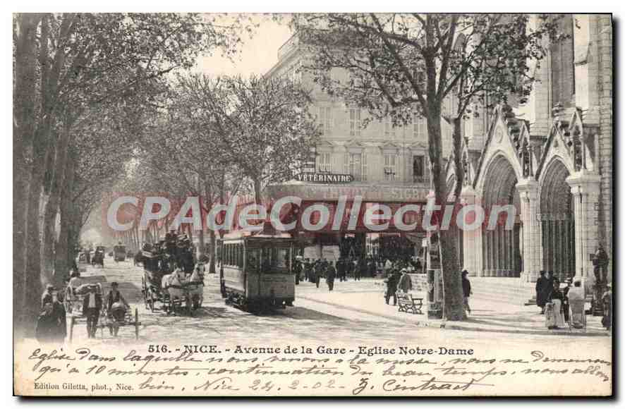 CPA Nice Avenue De La Gare Eglise Notre Dame