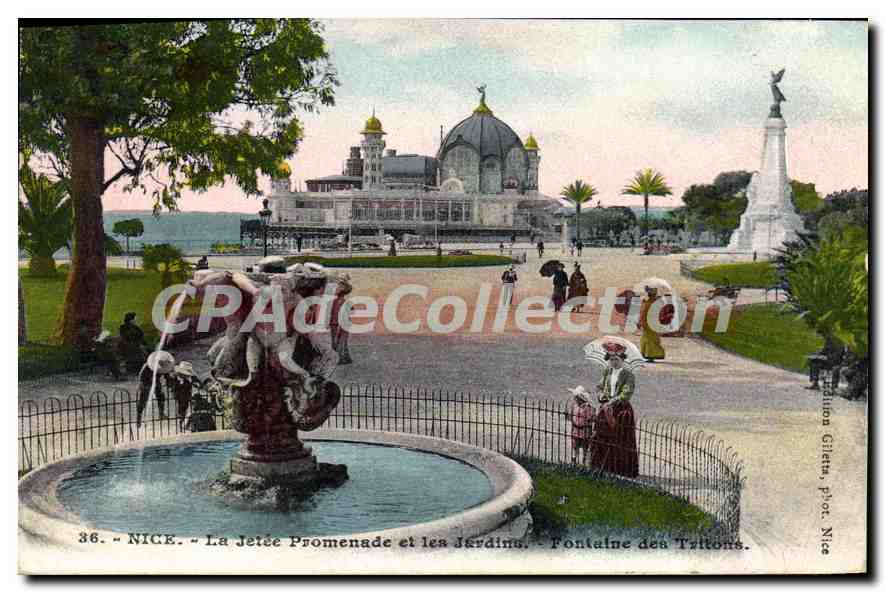 Nice - La Jetée Promenade et les Jardins - Fontaine des Tritons — Edition Giletta, phot. Nice, n°36