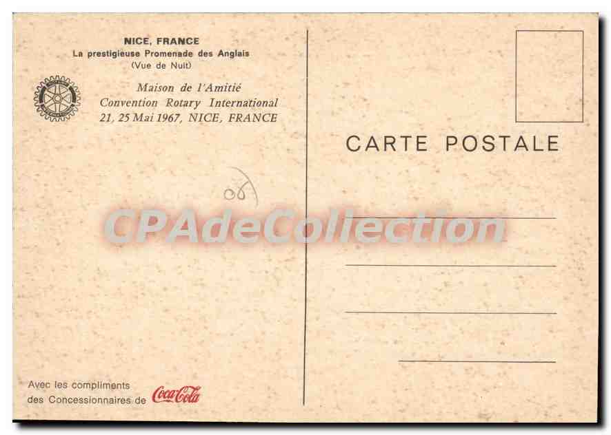CPSM Nice Le Festival De I'Amitie Rotary 1967 — Rückseite