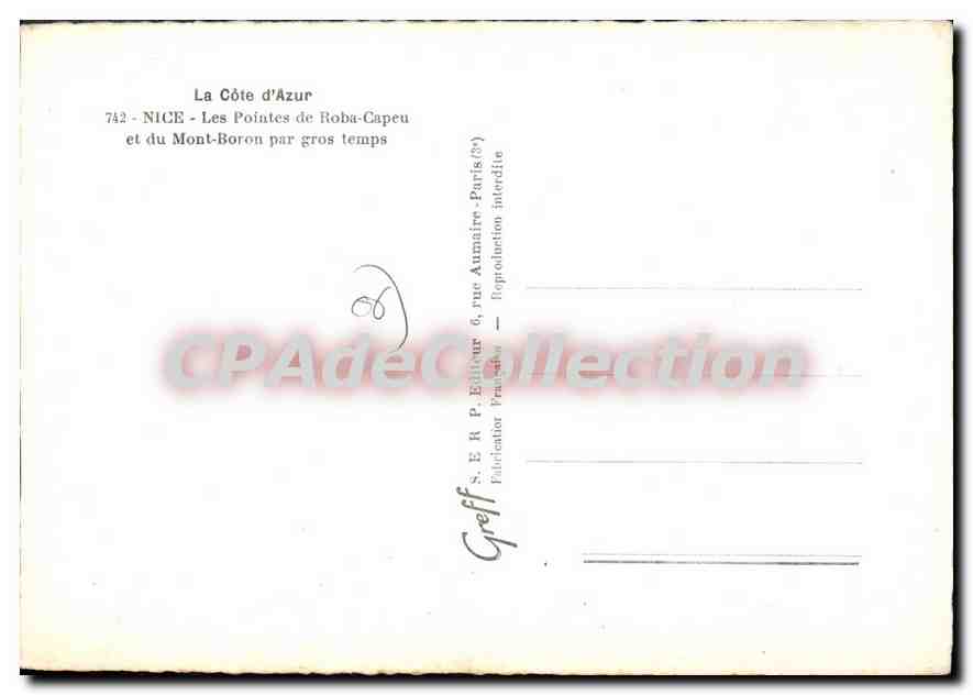 CPSM Nice Les Pointes De Roba Capeu  Mont-Boron par gros temps — Rückseite