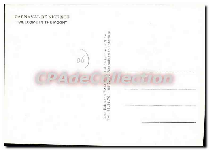 CPSM Nice Carnaval XCII bienvenue sur la lune — Rückseite