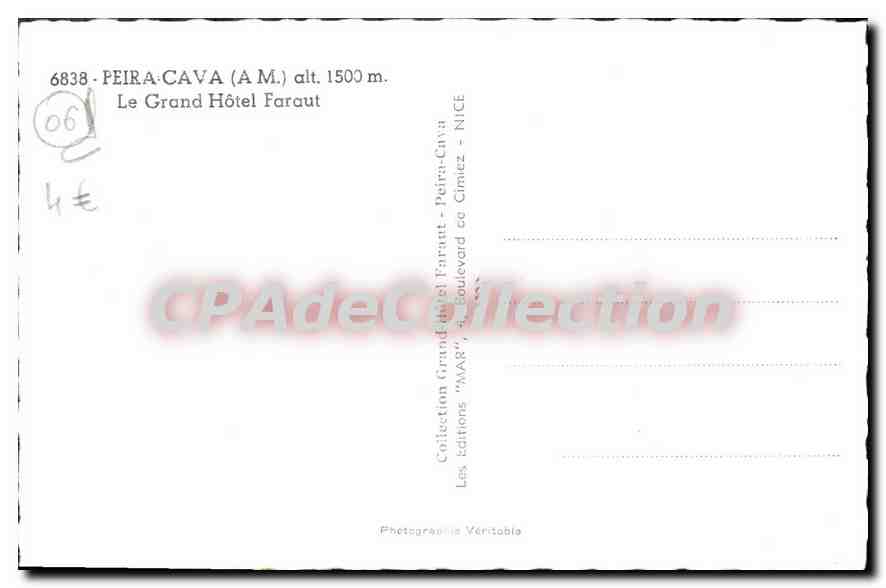CPA Peira Cava La Grand Hotel Faraut — Verso