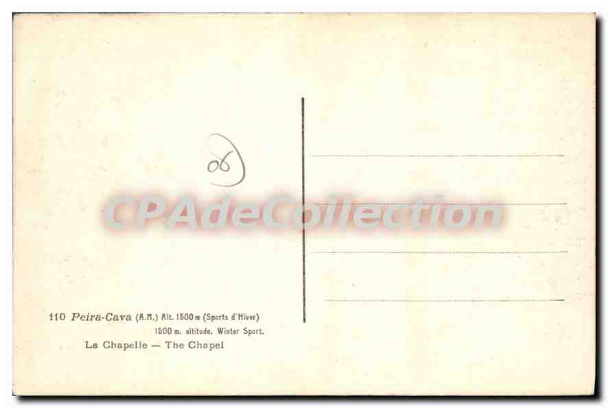CPA Peira Cava La Chapelle — Verso
