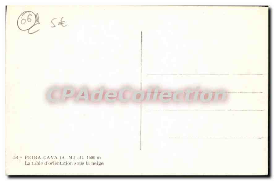 CPA Peira Cava table d'orientation sous la neige — Verso