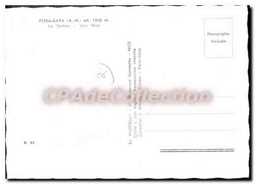 CPSM Peira Cava La Station Vers Nice — Verso