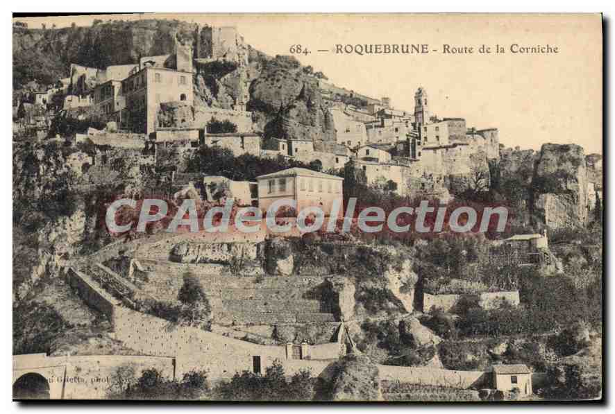 Roquebrune - Route de la Corniche — vue du village en pente