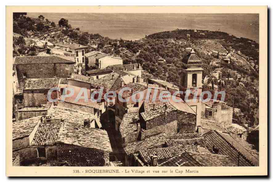 CPA Roquebrune Le Village Et Vue Sur Le Cap Martin