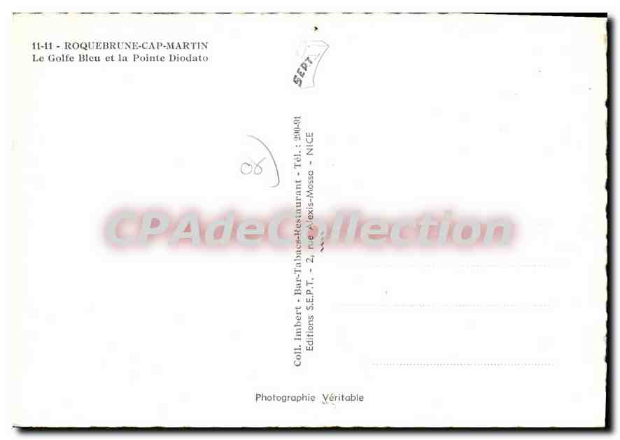 Roquebrune-Cap-Martin — Le Golfe Bleu et la Pointe Diodato — Éditions S.E.P.T. - Coll. Imbert — Verso