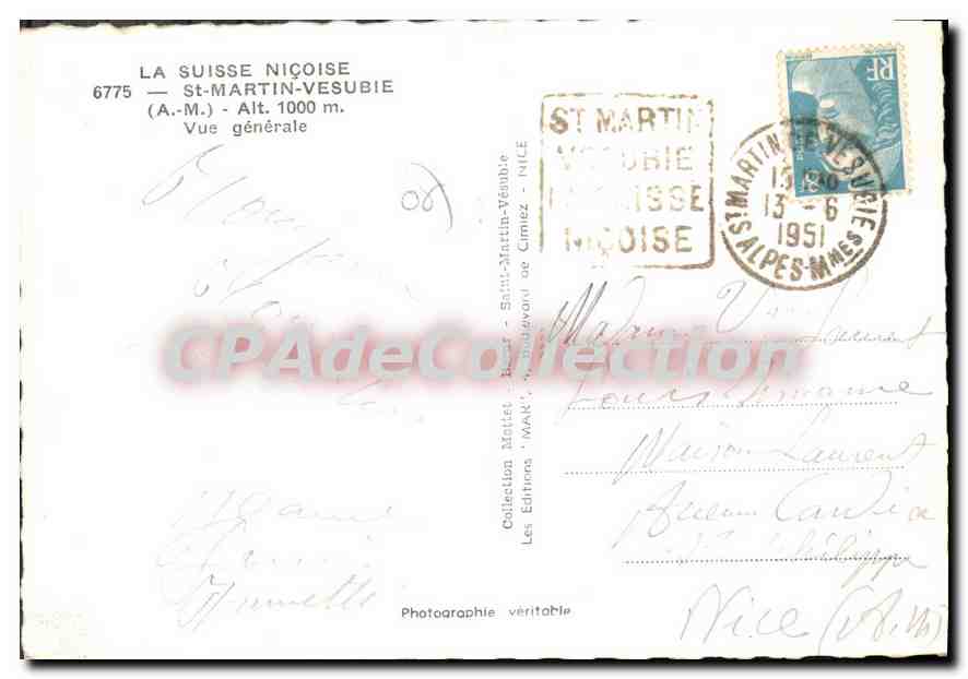 Saint-Martin-Vésubie — Vue générale — Les Editions Matet, Nice — Rückseite