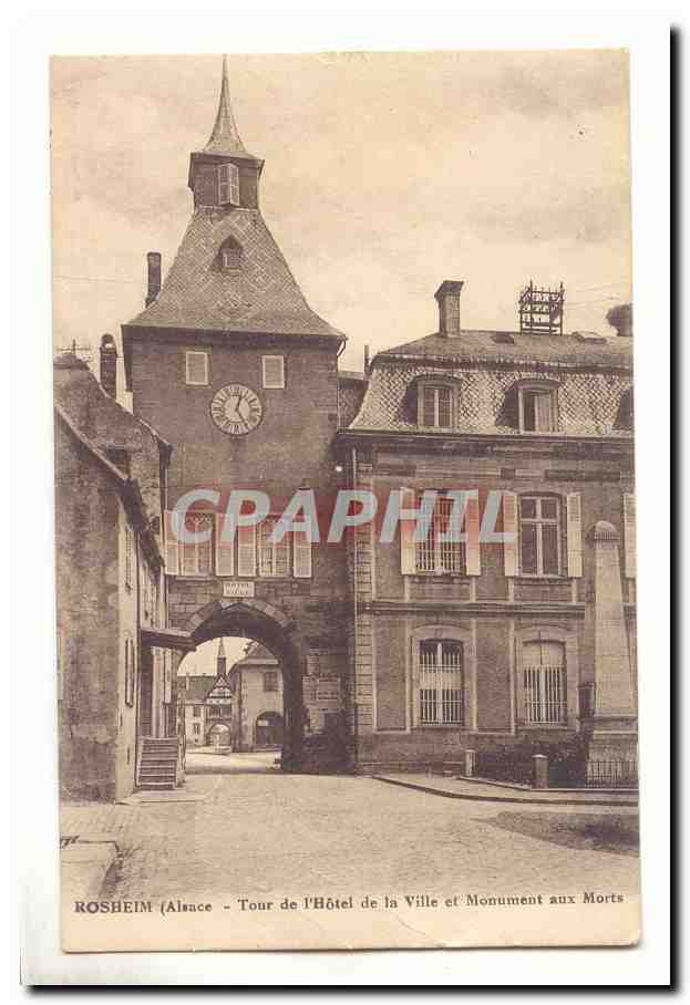 Rosheim (Alsace) — Town Hall Tower and War Memorial