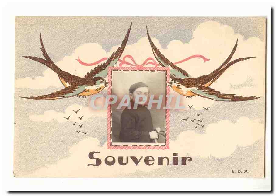 CPA Souvenir (hirondelles enfant)
