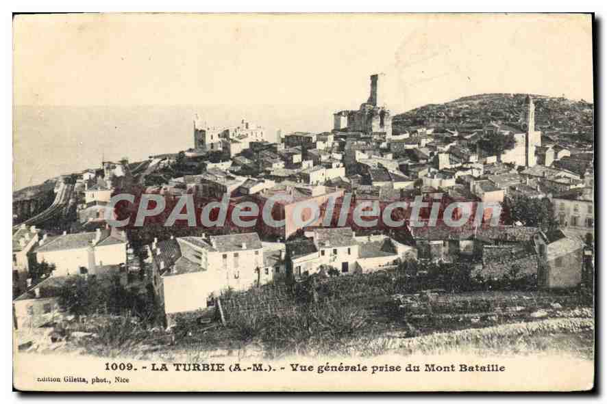 La Turbie (A.-M.) — Vue générale prise du Mont Bataille — édition Giletta, phot., Nice, n° 1009