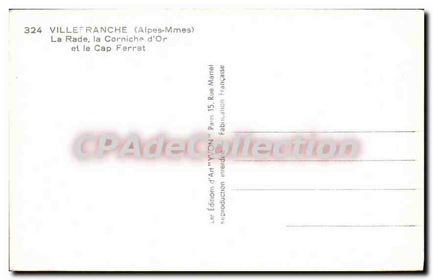 Villefranche (Alpes-Maritimes) — La Rade, la Corniche d'Or et le Cap Ferrat — Éditions d'Art 'VYVON' Paris — Reverso