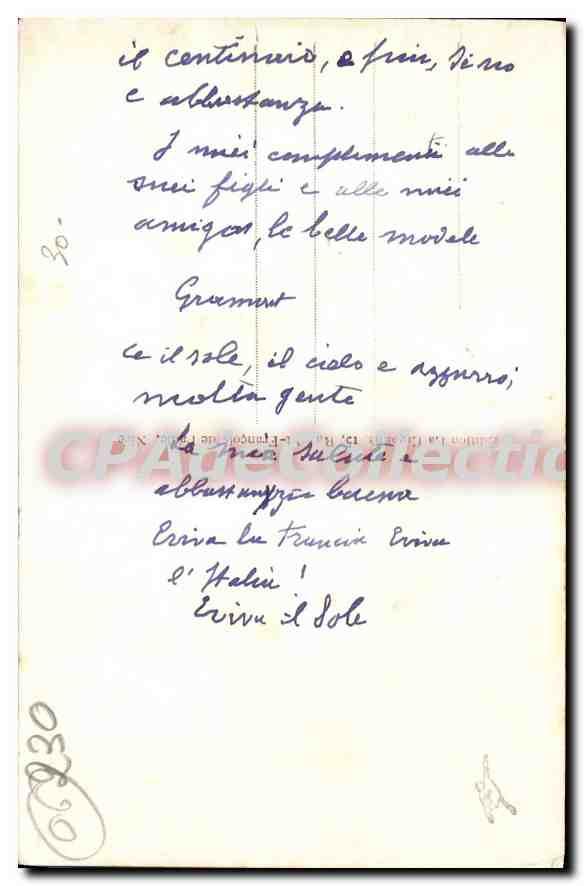 Villefranche-sur-Mer — Oude gang — Antieke ansichtkaart n°1220 — Achterkant