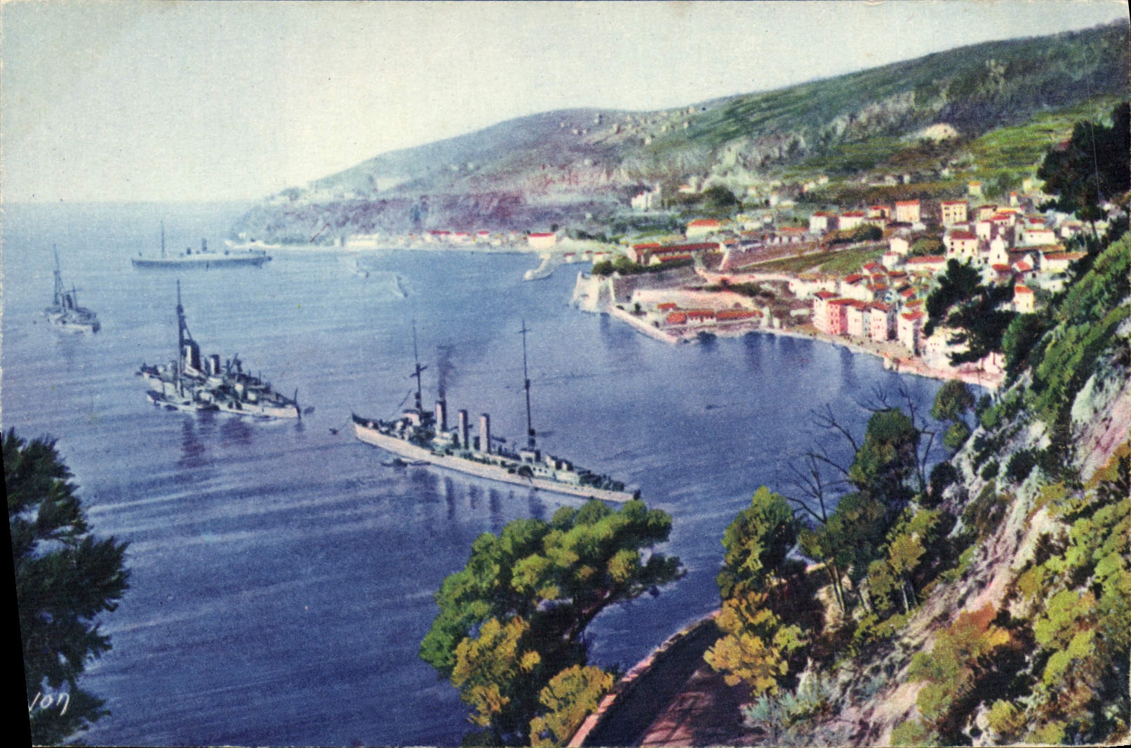 Villefranche (Alpes-Maritimes) — La rade et la ville vues de la Corniche — Les Éditions d'Art Yvon, Paris
