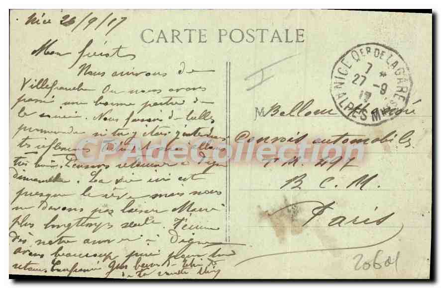 Villefranche - La Ville et la Rade — Édition Willetta - Nice, n°300 — Verso
