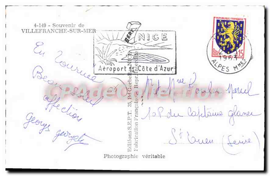 Villefranche-sur-Mer — Souvenir de Villefranche — Éditions S.E.P.T. N°4-149 — Reverso
