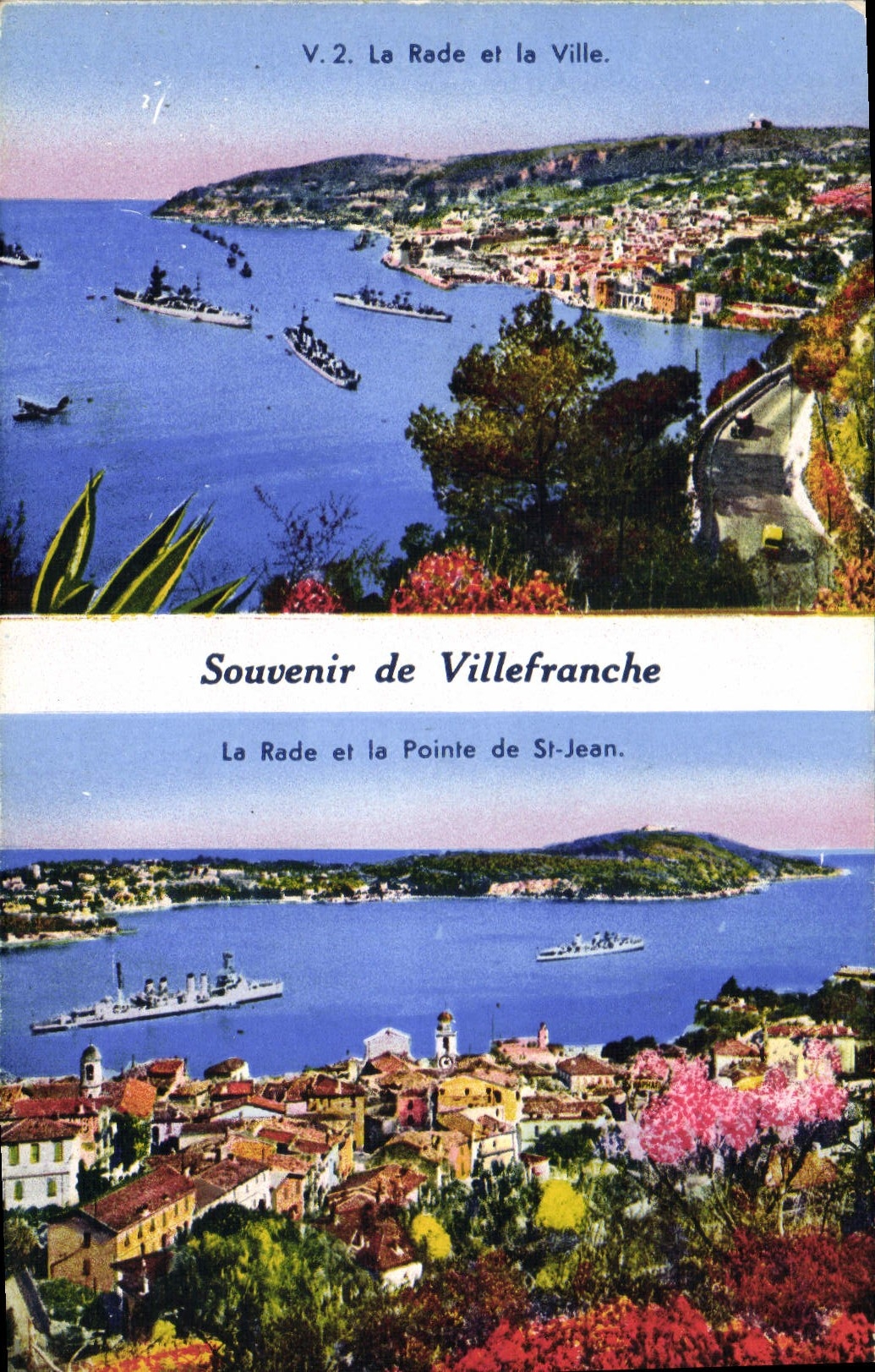 Villefranche-sur-Mer — La Rade et la Pointe de St-Jean — Photochrome S.I.C.A.