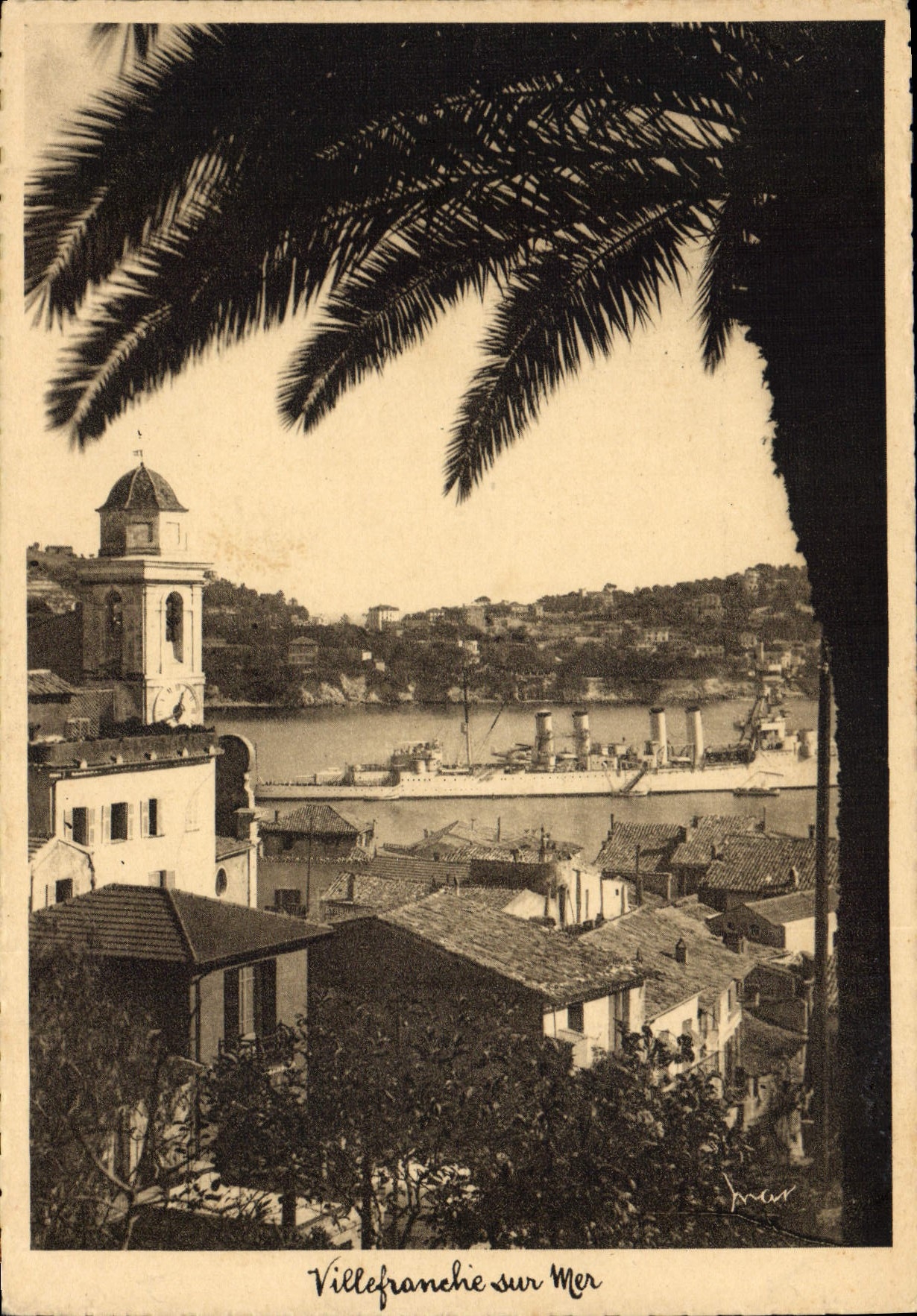 Villefranche-sur-Mer — vue du port avec bateau à vapeur — Les Editions Mh - Anverso
