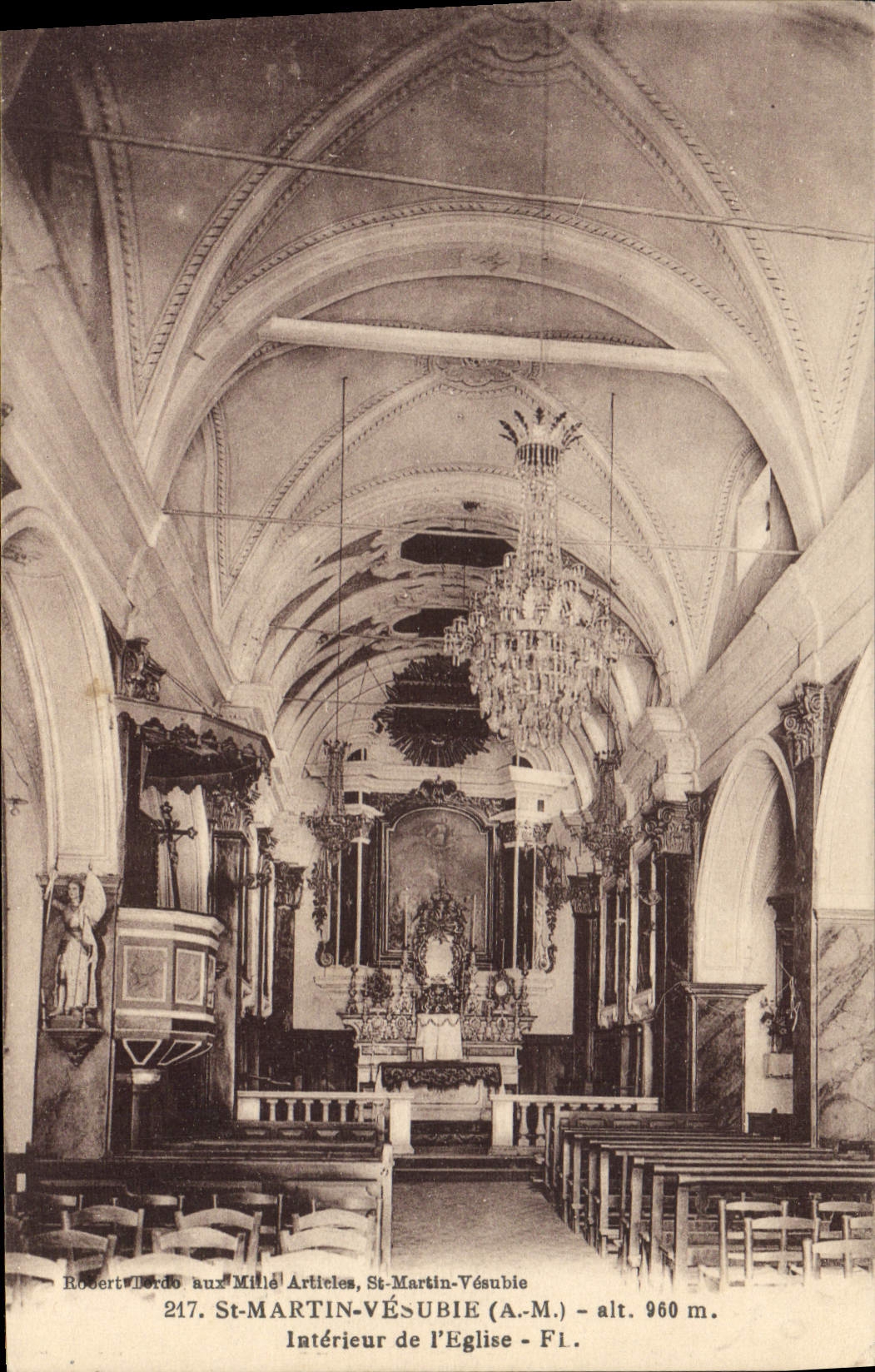 Intérieur de l'Église - St-Martin-Vésubie (A.M.) - alt. 960 m. — Robert Lardo aux Mille Articles, n° 217