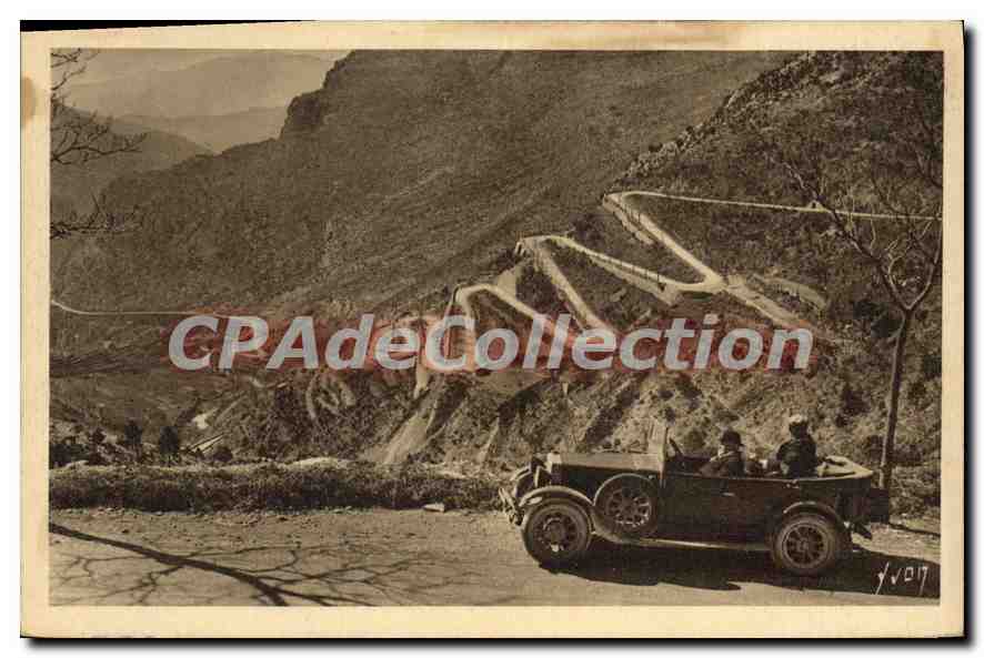 CPA route de Nice à Sospel col de Braus Automobile