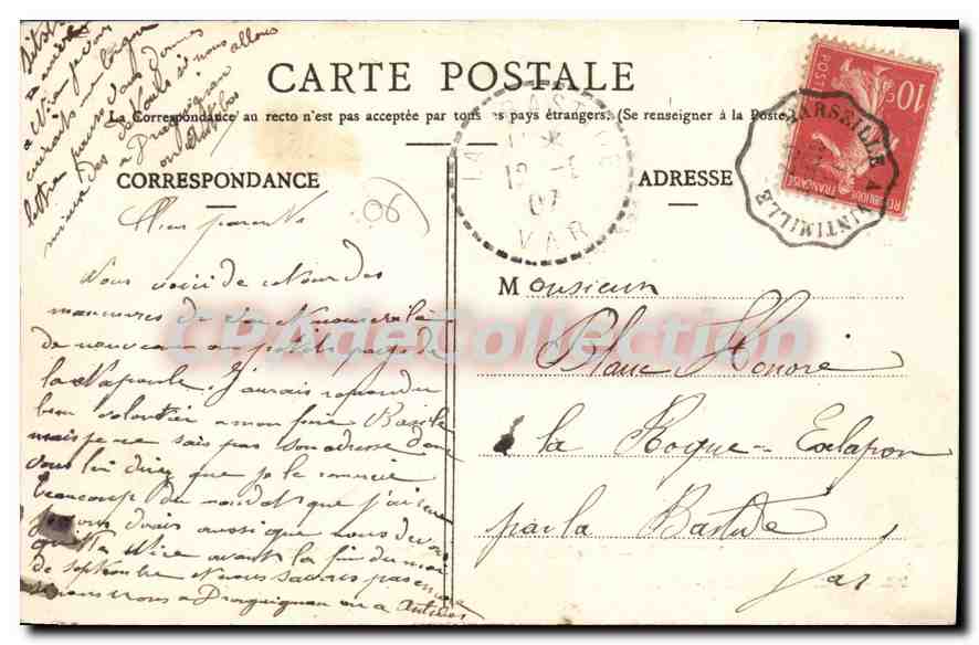 CPA ESTEREL corniche d'or château de la napoule — Verso