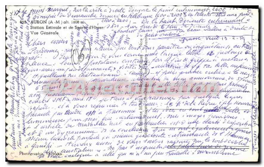CPA AURON vue générale — Verso