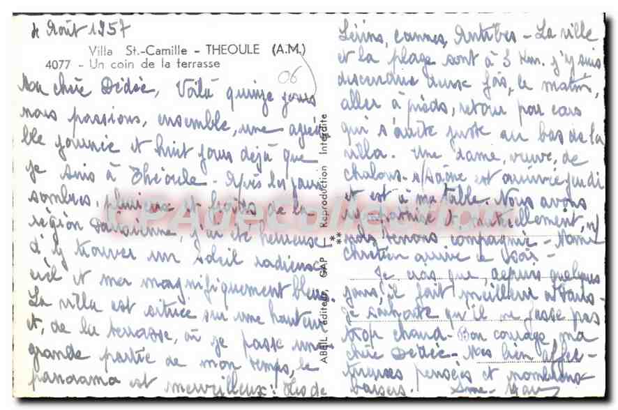 CPA THEOULE villa St-Camille — Verso