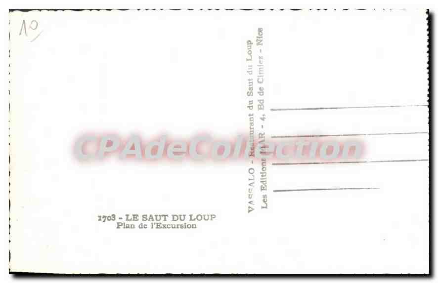 CPA LE SAUT DU LOUP plan de l'excursion — Verso
