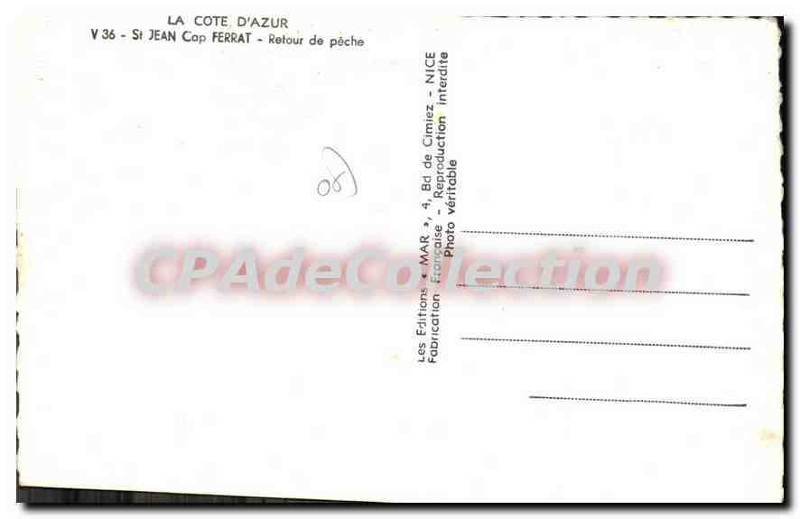 Si Jean Cap Ferrat — Retour de pêche — Les Éditions « MAR » — Verso